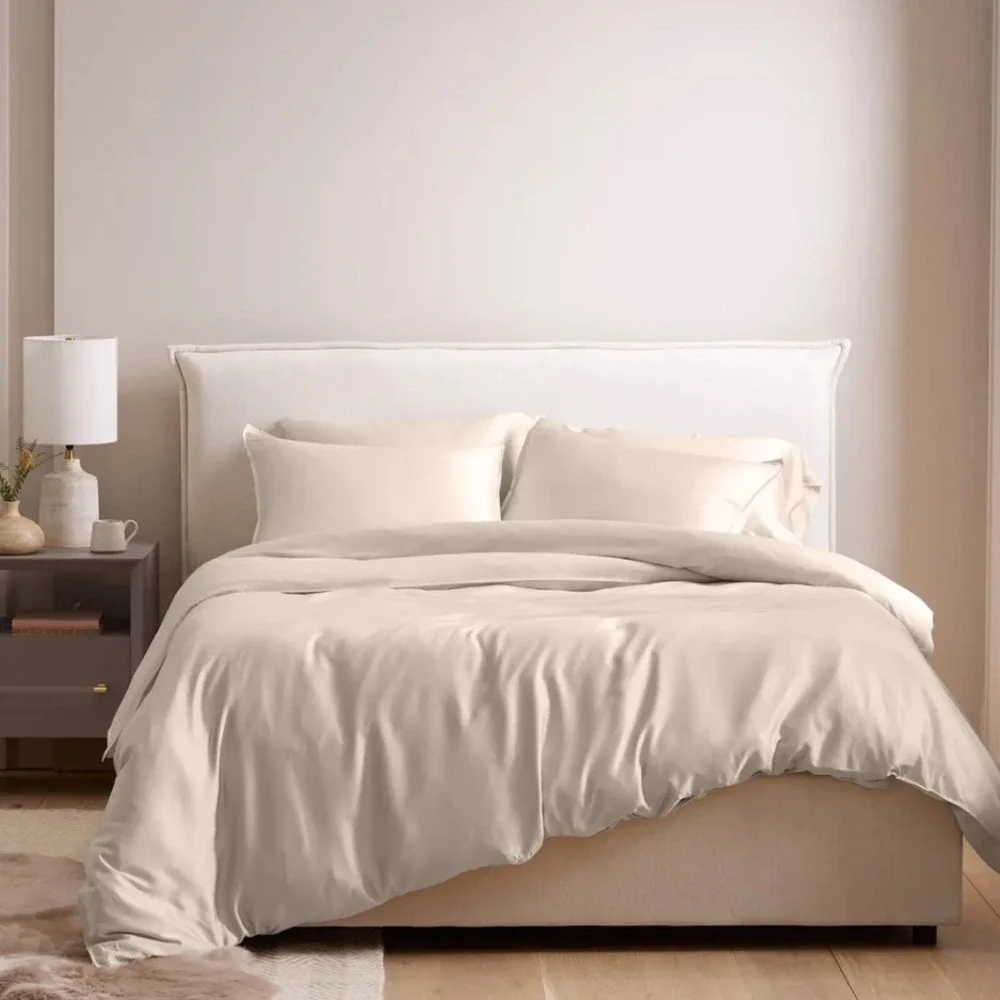 Quince Bamboo Duvet‎ Cover Bedding King Cal King Sand Size Organic Quiet Luxury